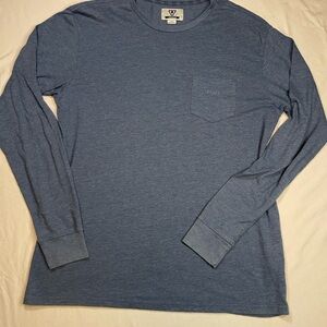 VISSLA Men's Long Sleeve Blue Knit Cotton Blend T-Shirt Crew Neck Pocket Size L